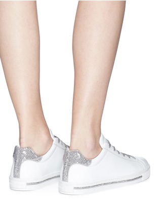 Front View - Click To Enlarge - RENÉ CAOVILLA - Strass trim leather sneakers
