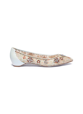 Main View - Click To Enlarge - RENÉ CAOVILLA - Embellished guipure lace skimmer flats