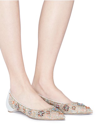 Figure View - Click To Enlarge - RENÉ CAOVILLA - Embellished guipure lace skimmer flats