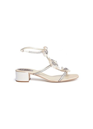 Main View - Click To Enlarge - RENÉ CAOVILLA - Fringed strass pavé brooch satin sandals