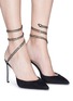 Figure View - Click To Enlarge - RENÉ CAOVILLA - 'Snake' strass coil anklet suede pumps