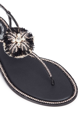 Detail View - Click To Enlarge - RENÉ CAOVILLA - Fringed strass pavé brooch satin sandals