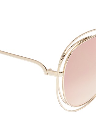 Detail View - Click To Enlarge - CHLOÉ - 'Carlina' overlap wire rim round metal mirror sunglasses