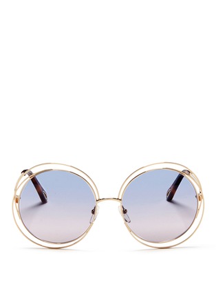 Main View - Click To Enlarge - CHLOÉ - 'Carlina' overlap wire rim round sunglasses