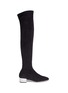 Main View - Click To Enlarge - RENÉ CAOVILLA - Strass heel suede knee high sock boots