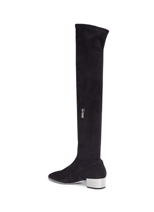 Figure View - Click To Enlarge - RENÉ CAOVILLA - Strass heel suede knee high sock boots