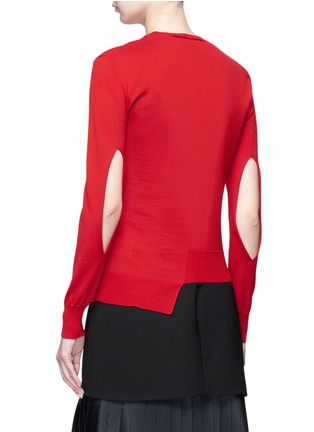 Back View - Click To Enlarge - NEIL BARRETT - Cutout elbow Merino wool sweater