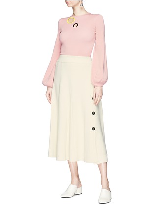 Figure View - Click To Enlarge - ROKSANDA - 'Kaori' button outseam wool blend knit skirt