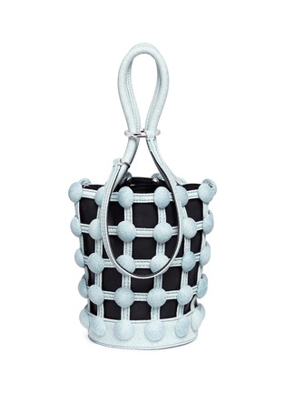 Main View - Click To Enlarge - ALEXANDER WANG - 'Roxy' dome stud mini denim caged leather bucket bag