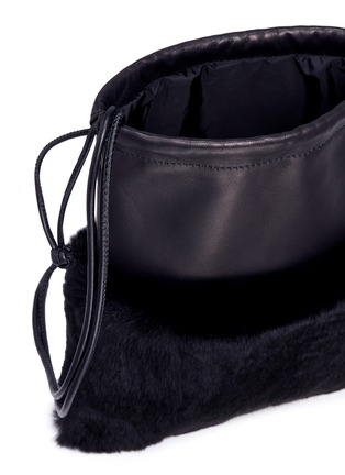 Detail View - Click To Enlarge - ALEXANDER WANG - 'Ryan' fur panel leather mini dustbag