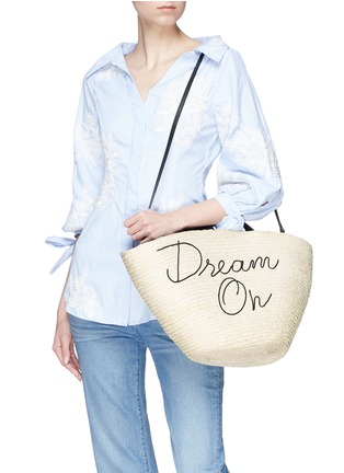 Front View - Click To Enlarge - EUGENIA KIM - 'Carlotta Dream On' embroidered straw tote bag