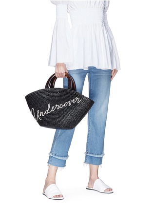 Figure View - Click To Enlarge - EUGENIA KIM - 'Carlotta Undercover' embroidered straw tote bag