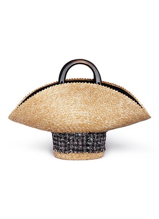 Main View - Click To Enlarge - EUGENIA KIM - Tweed straw hat bag