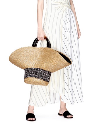 Figure View - Click To Enlarge - EUGENIA KIM - Tweed straw hat bag