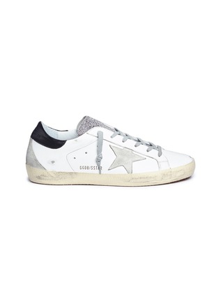 Main View - Click To Enlarge - GOLDEN GOOSE - 'Superstar' glitter tongue brushed leather sneakers