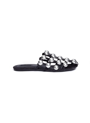 Main View - Click To Enlarge - ALEXANDER WANG - 'Amelia' dome stud caged suede slides
