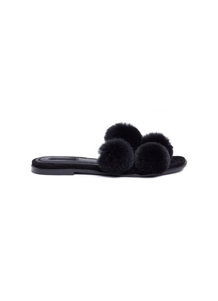 Main View - Click To Enlarge - ALEXANDER WANG - 'Ava' pompom fur slide sandals
