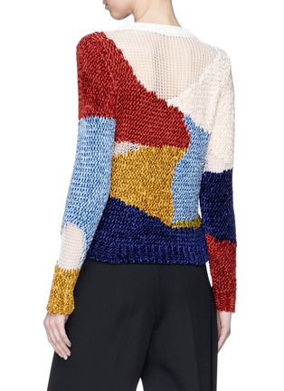 Back View - Click To Enlarge - ROSETTA GETTY - Colourblock chenille knit patchwork sweater