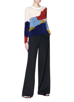 Figure View - Click To Enlarge - ROSETTA GETTY - Colourblock chenille knit patchwork sweater