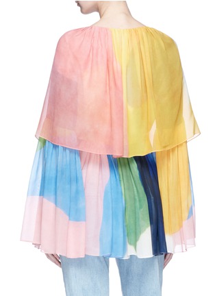 Back View - Click To Enlarge - ROSETTA GETTY - Colourblock tiered ruffle silk chiffon blouse