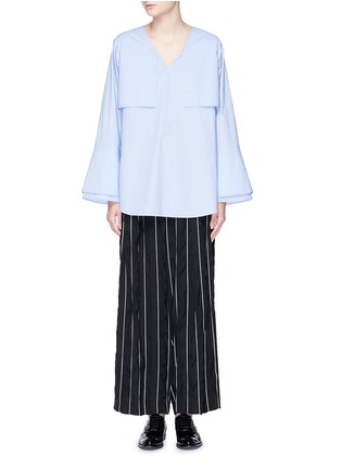 Main View - Click To Enlarge - THE KEIJI - Sash tie back poplin high-low blouse