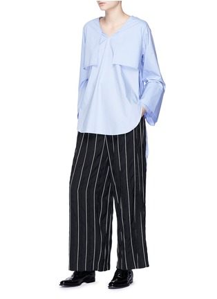 Figure View - Click To Enlarge - THE KEIJI - High waist stripe crepe wide leg pants