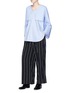 Figure View - Click To Enlarge - THE KEIJI - High waist stripe crepe wide leg pants