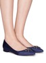 Figure View - Click To Enlarge - PEDDER RED - 'Anna' strass bow grosgrain skimmer flats