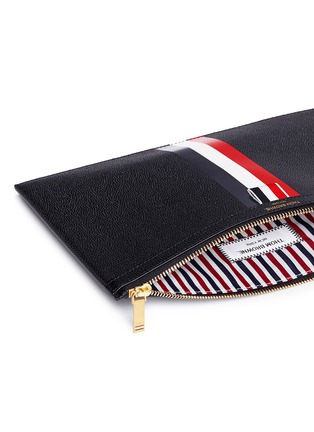Detail View - Click To Enlarge - THOM BROWNE  - Stripe pebble grain leather tablet holder