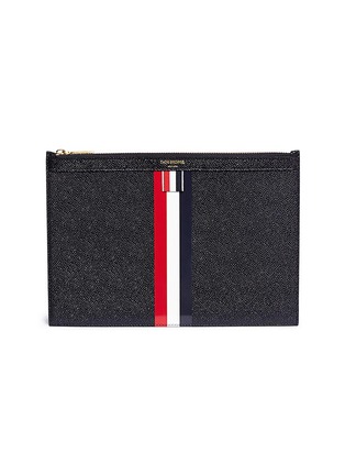 Main View - Click To Enlarge - THOM BROWNE  - Stripe pebble grain leather tablet holder