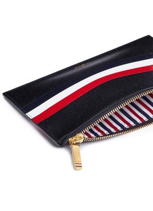 Detail View - Click To Enlarge - THOM BROWNE  - Stripe pebble grain large zip pouch