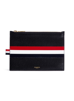 Main View - Click To Enlarge - THOM BROWNE  - Stripe pebble grain large zip pouch