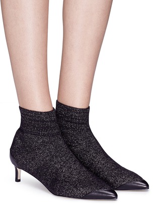 Figure View - Click To Enlarge - PEDDER RED - 'Jake' Lurex knit ankle sock boots