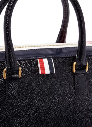 Detail View - Click To Enlarge - THOM BROWNE  - Stripe pebble grain leather business bag