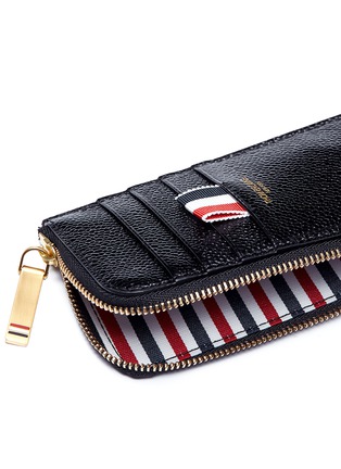 Detail View - Click To Enlarge - THOM BROWNE  - Pebble grain leather zip cardholder