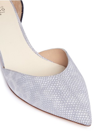 Detail View - Click To Enlarge - FRANCESCO RUSSO - Suede snakeskin leather d'Orsay pumps