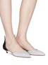 Figure View - Click To Enlarge - FRANCESCO RUSSO - Suede snakeskin leather d'Orsay pumps