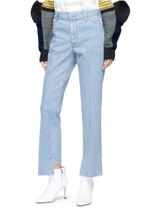 Front View - Click To Enlarge - TOGA ARCHIVES - Staggered cuff stripe denim pants