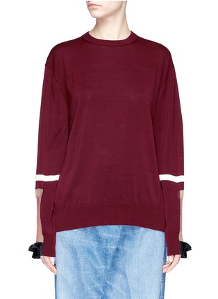Main View - Click To Enlarge - TOGA ARCHIVES - Colourblock ruffle mesh cuff sweater