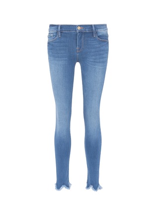 Main View - Click To Enlarge - FRAME - 'Le Skinny de Jeanne' fringed scalloped cuff cropped jeans