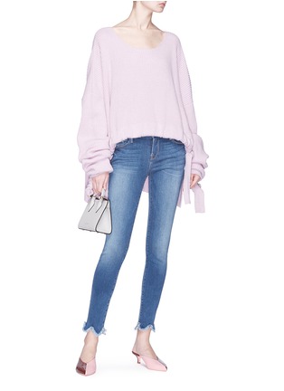 Figure View - Click To Enlarge - FRAME - 'Le Skinny de Jeanne' fringed scalloped cuff cropped jeans