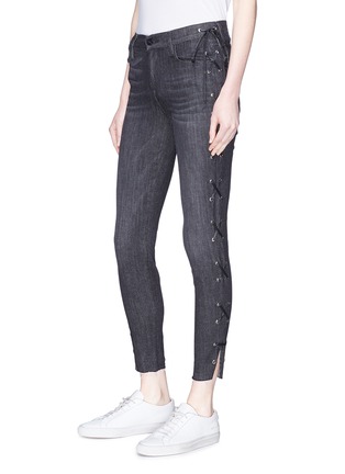 Front View - Click To Enlarge - FRAME - 'Le High Skinny' lace-up outseam jeans