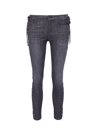 Main View - Click To Enlarge - FRAME - 'Le High Skinny' lace-up outseam jeans