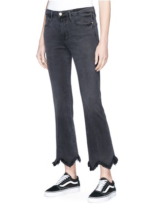 Front View - Click To Enlarge - FRAME - 'Le Crop Mini Boot' asymmetric fringed cuff jeans