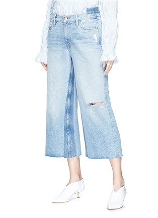 Front View - Click To Enlarge - FRAME - 'Le Reconstructed' cropped wide leg jeans