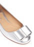 Detail View - Click To Enlarge - SALVATORE FERRAGAMO - 'Capua' metallic flower heel metallic leather ballet flats