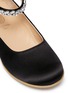Detail View - Click To Enlarge - AQUAZZURA - 'Chateau' crystal embellished ankle strap satin toddler ballet flats