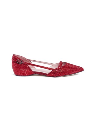 Main View - Click To Enlarge - PEDDER RED - 'Kelly' strass strappy suede d'Orsay flats