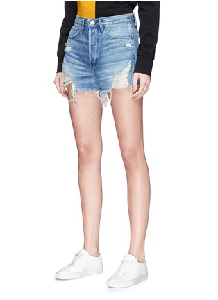 Front View - Click To Enlarge - 3X1 - 'W4 Carter' distressed frayed hem denim shorts
