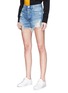 Front View - Click To Enlarge - 3X1 - 'W4 Carter' distressed frayed hem denim shorts